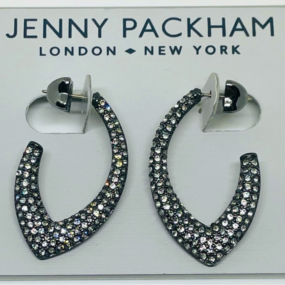 NWT Jenny Packham pavè crystal J-hoop earrings